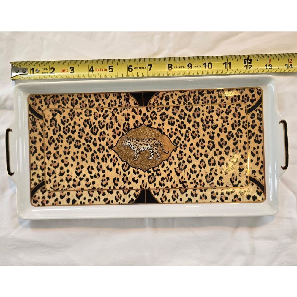 Lynn Chase Amazonian Jaguar Tray (1994) 24K Gold 13.5” Collectable Mobwife - Picture 4 of 5